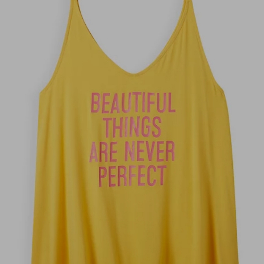 NWT TORRID YELLOW GRAPHIC RELAXED FIT SUPER SOFT V-NECK TANK